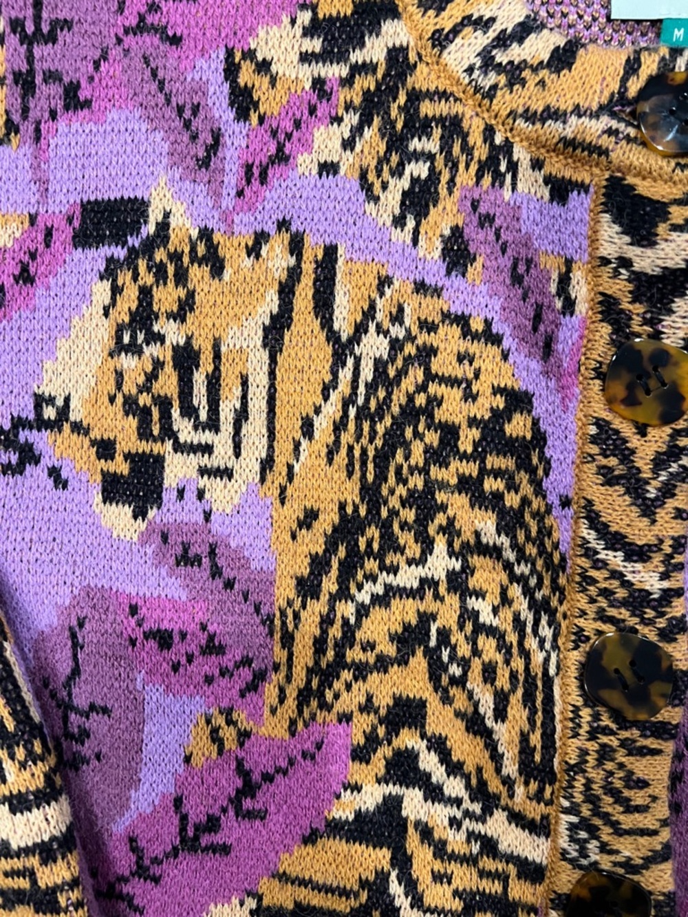 FARM Rio Purple Pink and Gold Animal Print Cardigan - Picture 3 of 6